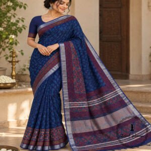 Exclusive Linen Cotton Sarees With Blouse Piece