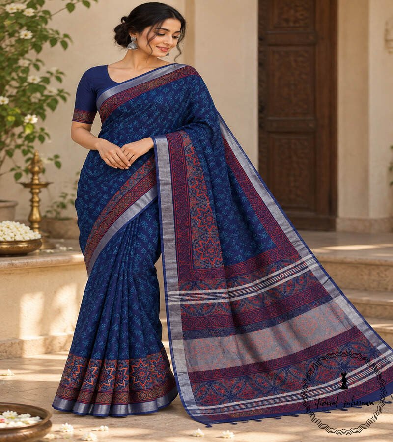 e Exclusive Linen Cotton Sarees With Blouse Piece