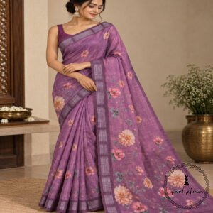 Chanderi Cotton Floral Print Saree
