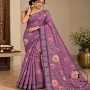 Chanderi Cotton Floral Print Saree