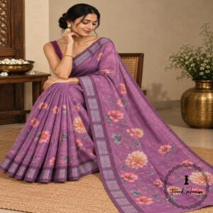 Chanderi Cotton Floral Print Saree