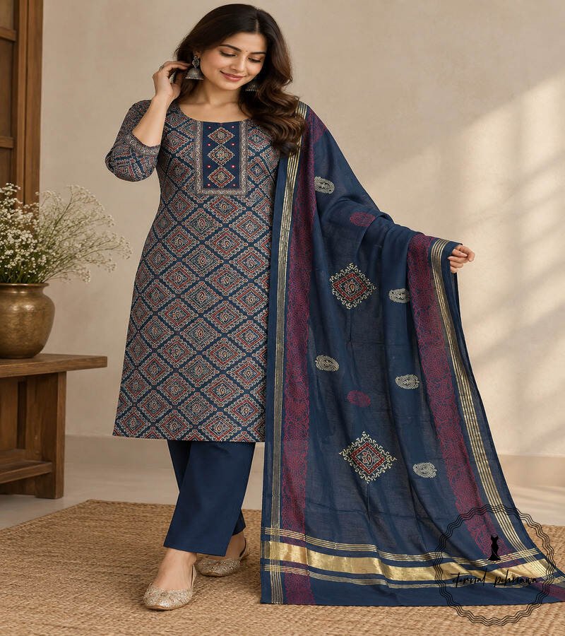 i Beautiful Handcrafted Cotton Embroidered Dress Material