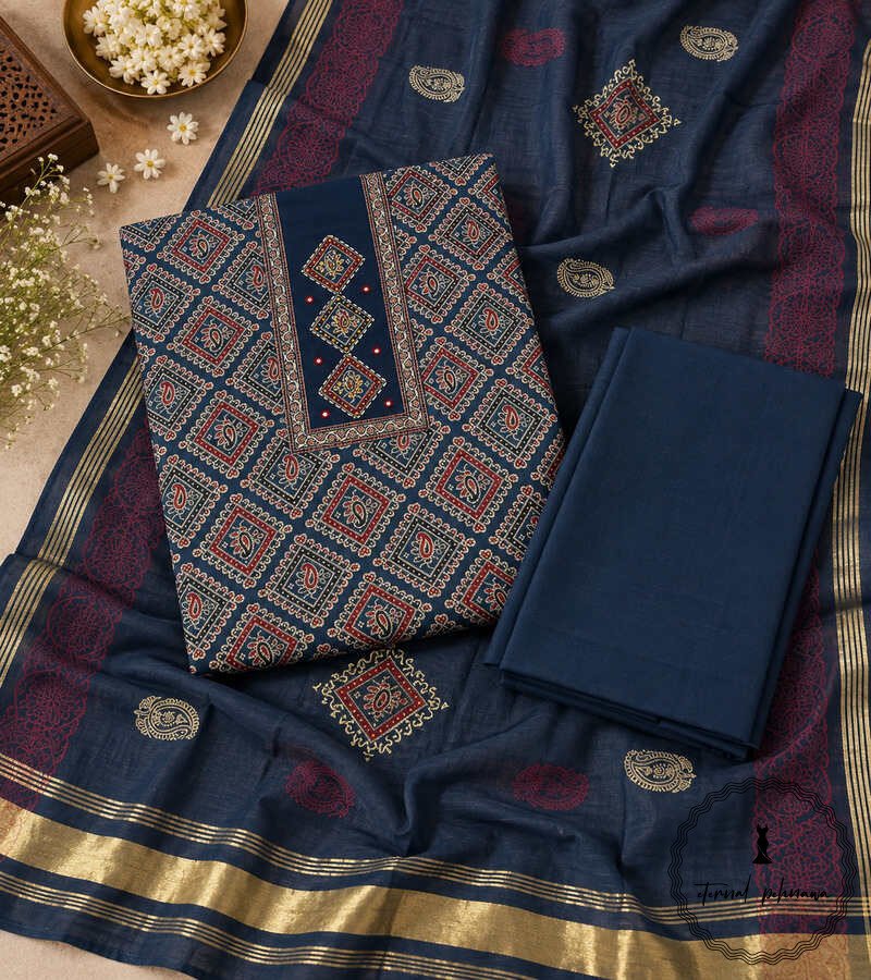 l Beautiful Handcrafted Cotton Embroidered Dress Material