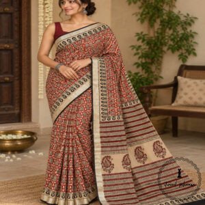 Exclusive Linen Cotton Sarees With Blouse Piece