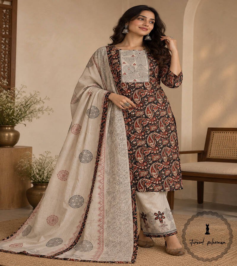 q Beautiful Handcrafted Cotton Embroidered Dress Material