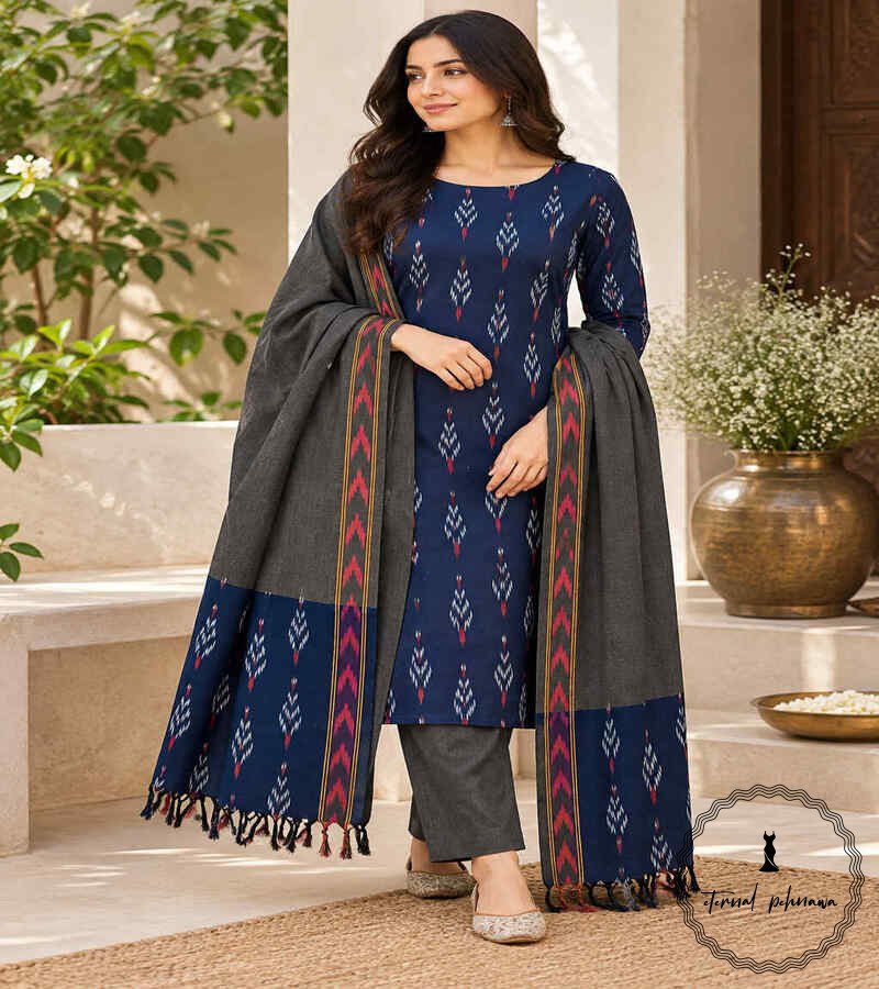 q Pure Cotton Ikkat Suit