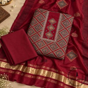 Beautiful Handcrafted Cotton Embroidered Dress Material