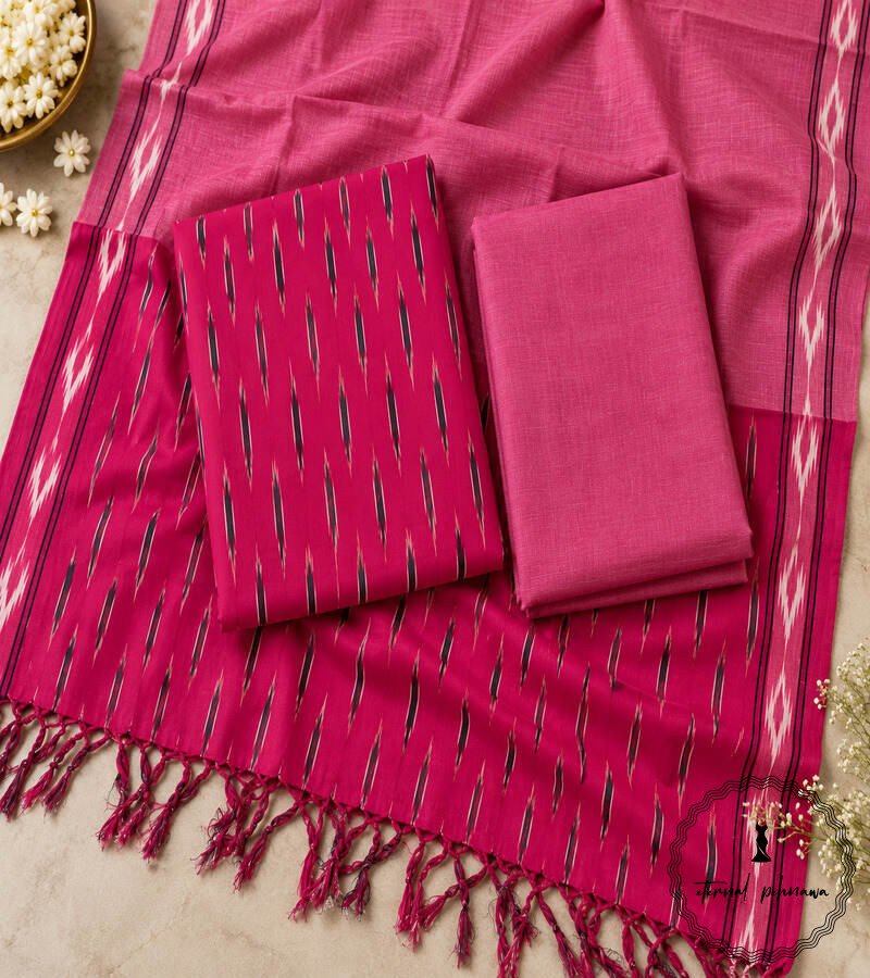 x Pure Cotton Ikkat Suit
