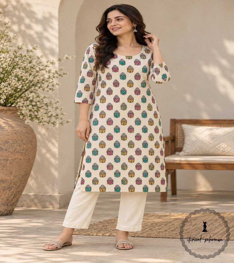 y Traditional Kalamkari Handloom Kurta Fabric