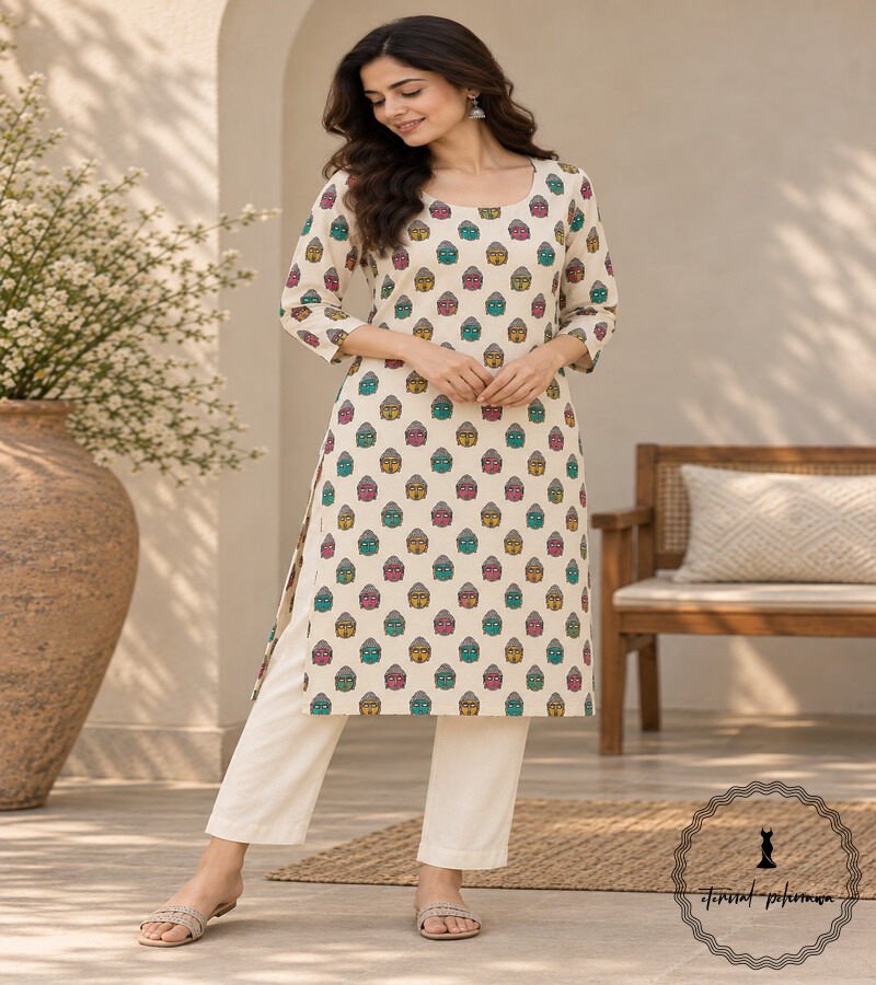 z Traditional Kalamkari Handloom Kurta Fabric
