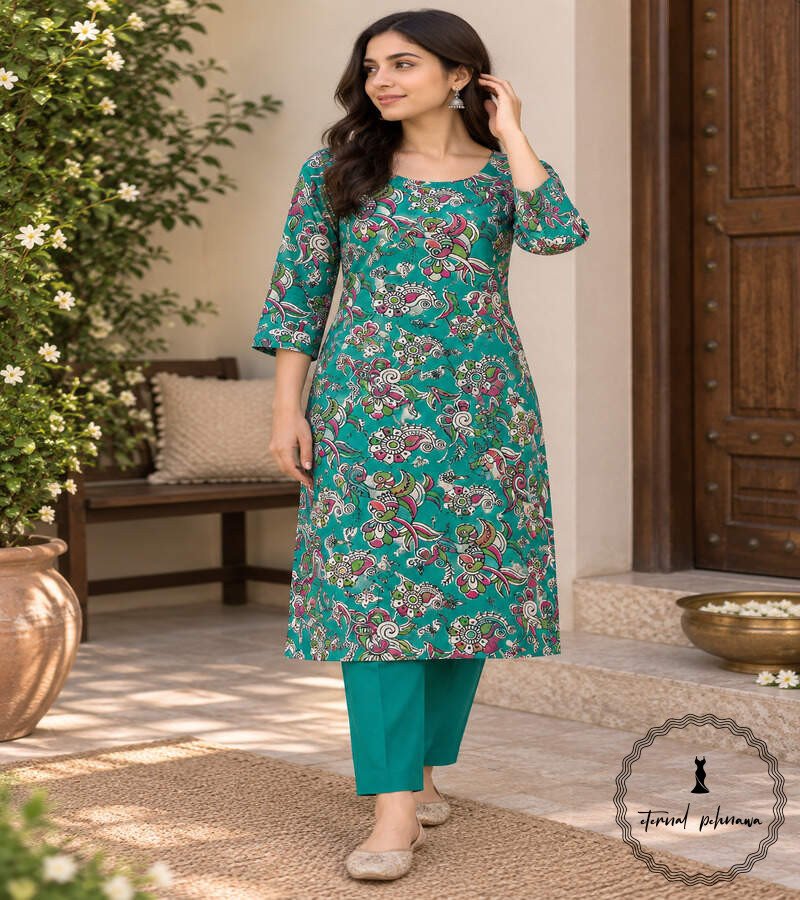 z3 Traditional Kalamkari Handloom Kurta Fabric