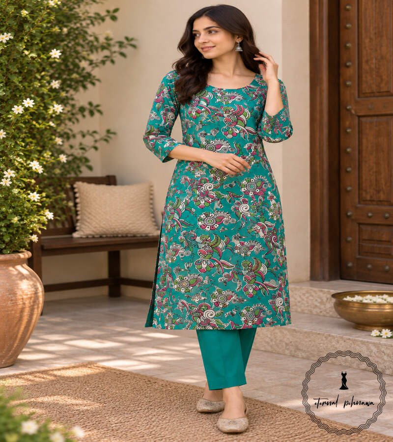 z4 Traditional Kalamkari Handloom Kurta Fabric