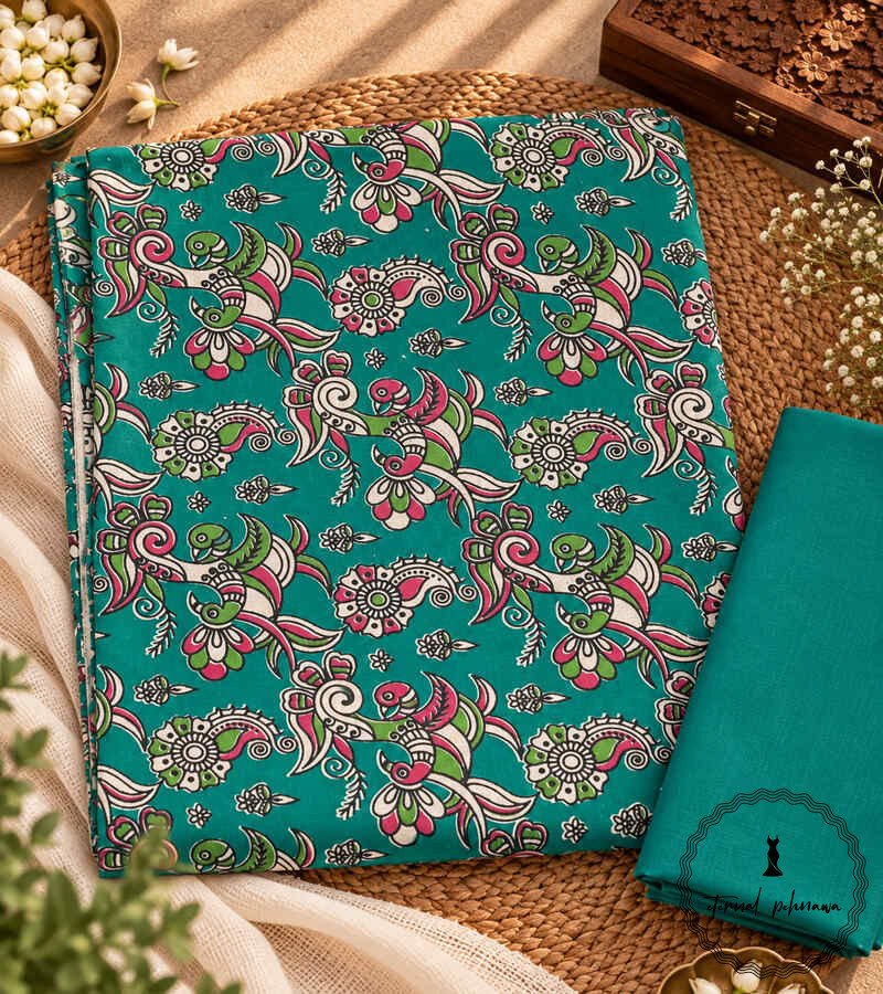 z6 Traditional Kalamkari Handloom Kurta Fabric