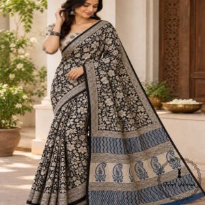 Hand Block Printed Mulmul Cotton Printed Saree