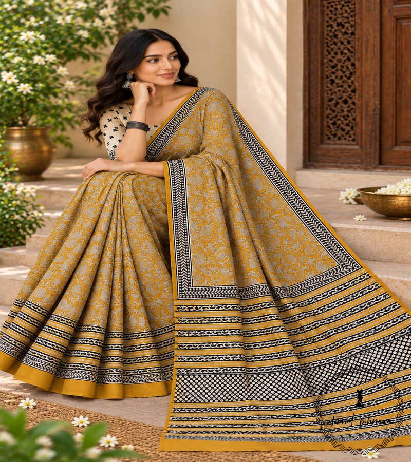 11 Hand Block Printed Mulmul Cotton Printed Saree