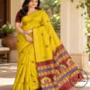 Pure Handloom Raw Silk Saree with Zari & Ikkat Border
