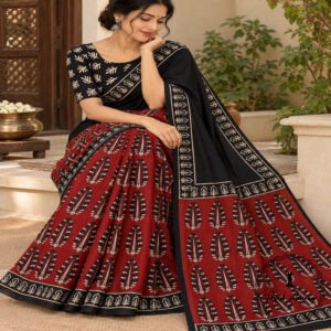 Hand Block Printed Mulmul Cotton Printed Saree