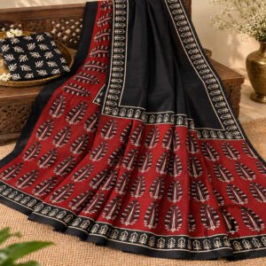 Hand Block Printed Mulmul Cotton Printed Saree