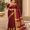 Maheshwari Handloom Golden Jari Border Lotas Buta Multi Colour Saree