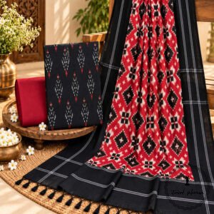 Handwoven Double Ikkat Cotton Dress Material
