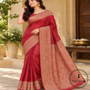 Pure Tussar Silk Saree with Alfi Tilfy Border & Jamdani Pallu