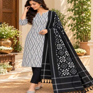Double Ikkat Cotton Dress with Beautiful Colours and Designs