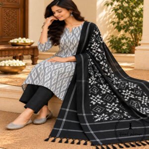 Double Ikkat Cotton Dress with Beautiful Colours and Designs