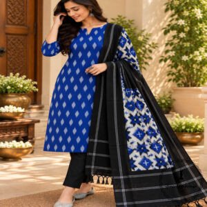 Handwoven Double Ikkat Cotton Dress Material