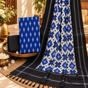 Handwoven Double Ikkat Cotton Dress Material