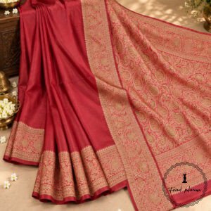 Pure Tussar Silk Saree with Alfi Tilfy Border & Jamdani Pallu