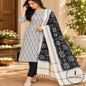 Handwoven Double Ikkat Cotton Dress Material