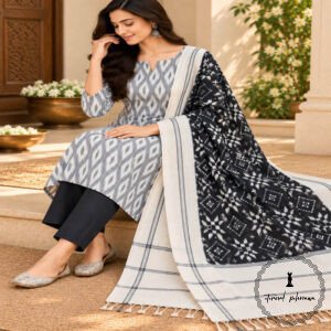 Handwoven Double Ikkat Cotton Dress Material