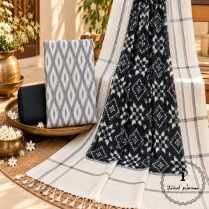 Handwoven Double Ikkat Cotton Dress Material