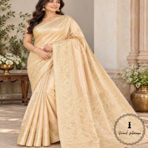 Pure Tussar Silk Saree with Alfi Tilfy Border & Jamdani Pallu