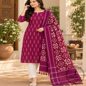 Handwoven Double Ikkat Cotton Dress Material