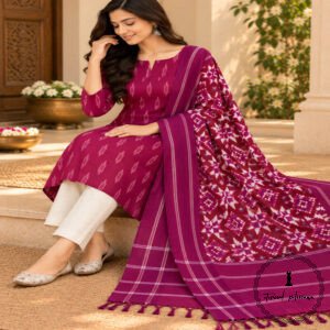 Handwoven Double Ikkat Cotton Dress Material
