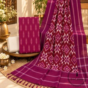 Handwoven Double Ikkat Cotton Dress Material