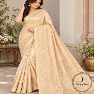 Pure Tussar Silk Saree with Alfi Tilfy Border & Jamdani Pallu