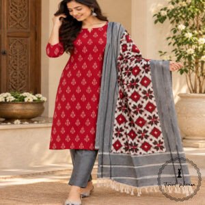 Handwoven Double Ikkat Cotton Dress Material