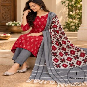 Handwoven Double Ikkat Cotton Dress Material