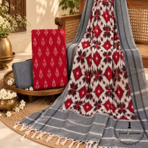 Handwoven Double Ikkat Cotton Dress Material