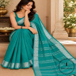 Bengal Plain Linen Cotton Bordered Saree