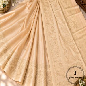 Pure Tussar Silk Saree with Alfi Tilfy Border & Jamdani Pallu
