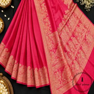 Pure Tussar Silk Saree with Alfi Tilfy Border & Jamdani Pallu