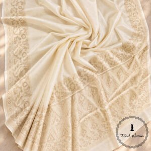 Pure Tussar Silk Saree with Alfi Tilfy Border & Jamdani Pallu