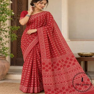 Hand Block Printed Mulmul Cotton Printed Saree