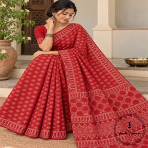 Hand Block Printed Mulmul Cotton Printed Saree